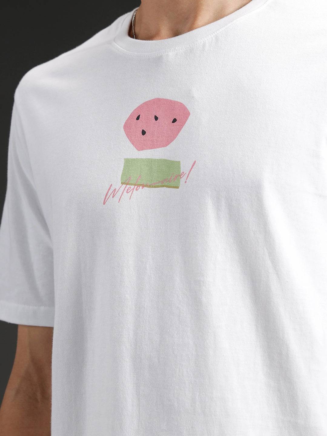 Regular fit Printed T-shirt for Men's | White