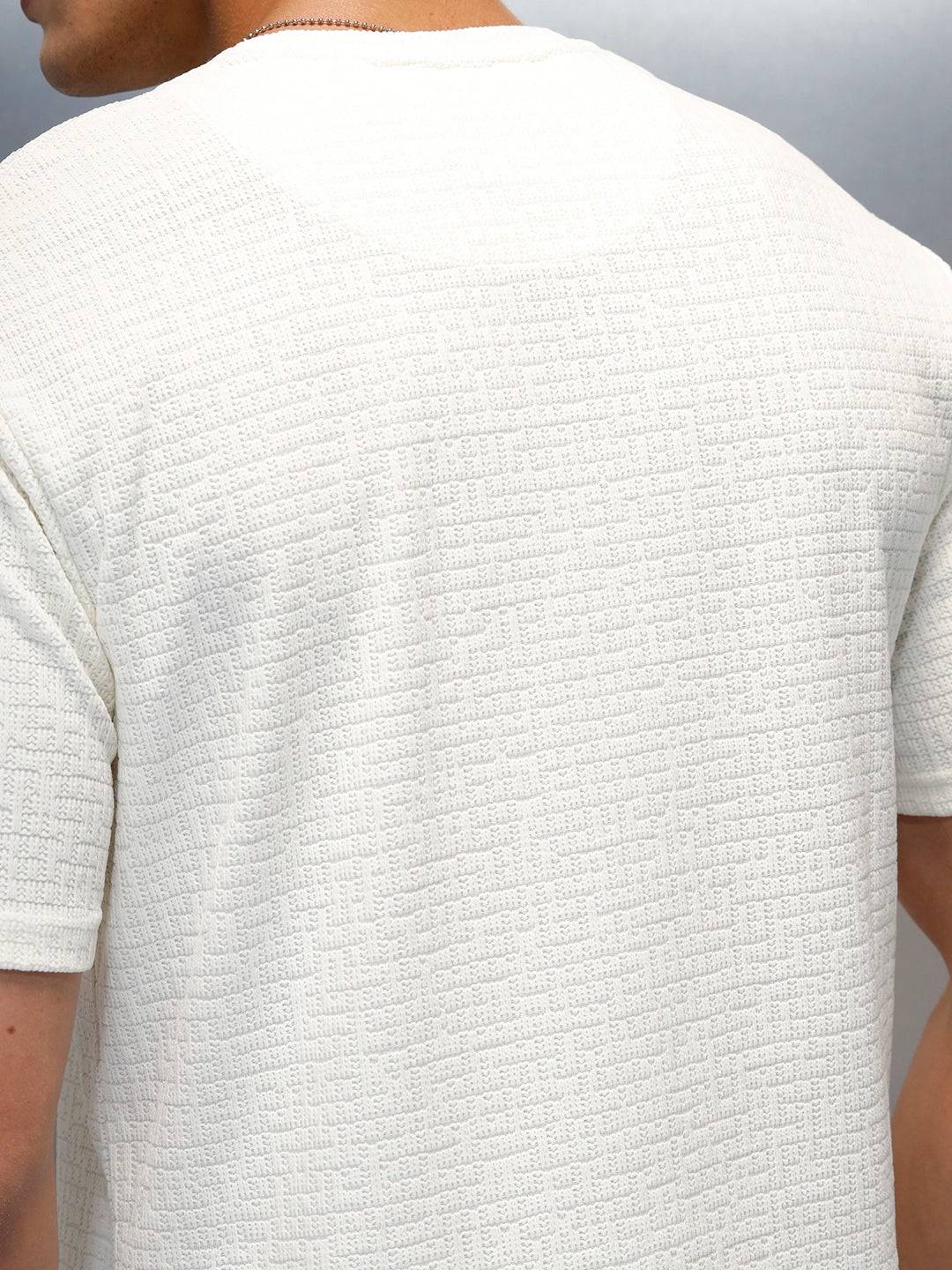 Textured Men's Casual Regular Fit T-Shirt | White