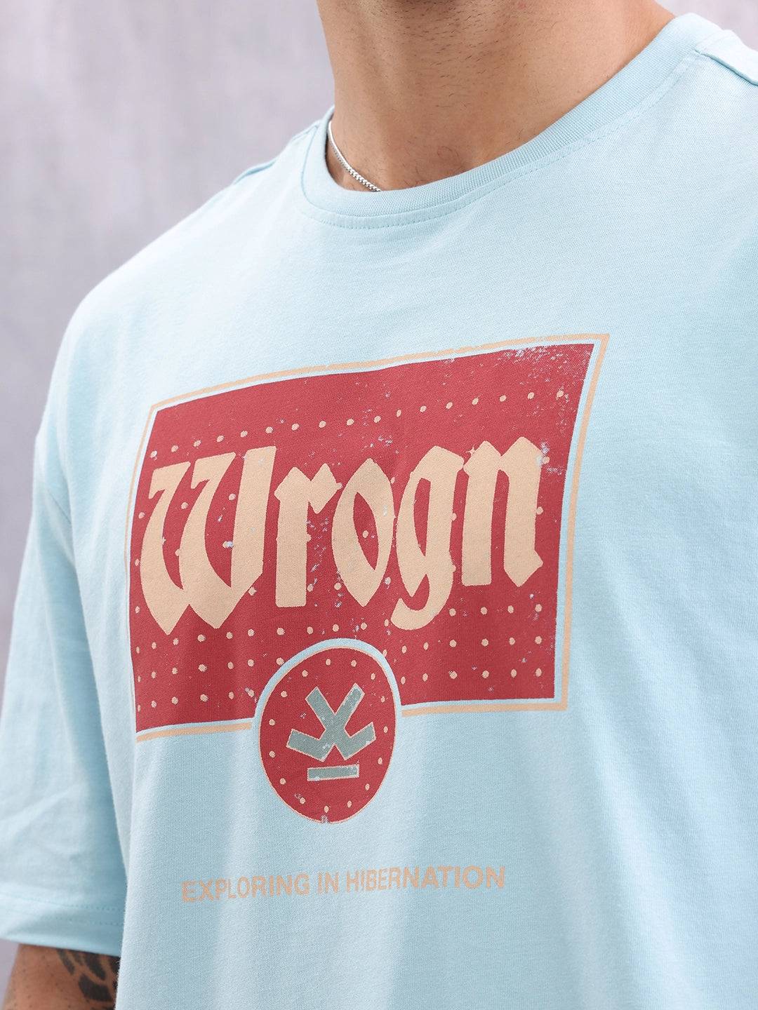 Retro Inspired Graphic Printed Oversized Fit T-shirt | Light Blue