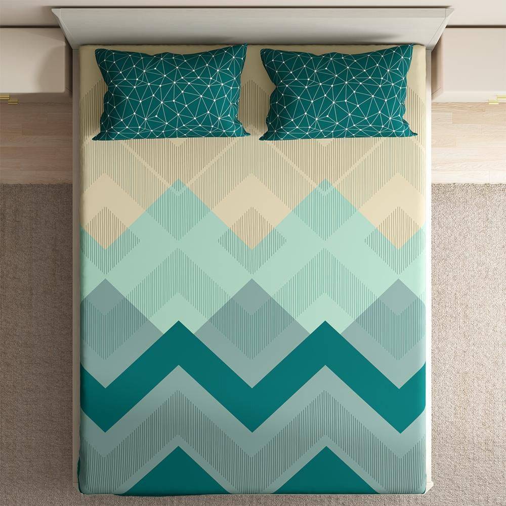 200 TC Flat 100% Cotton Printed Bedsheet, Michele Queen Size (100x90 Inches) / (2.54m*2.29m) with 2 Pillow Covers (100x85 inch)