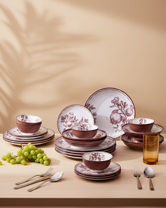 Timeless Pomegranate Charm Dinner Set Red - 24 Piece