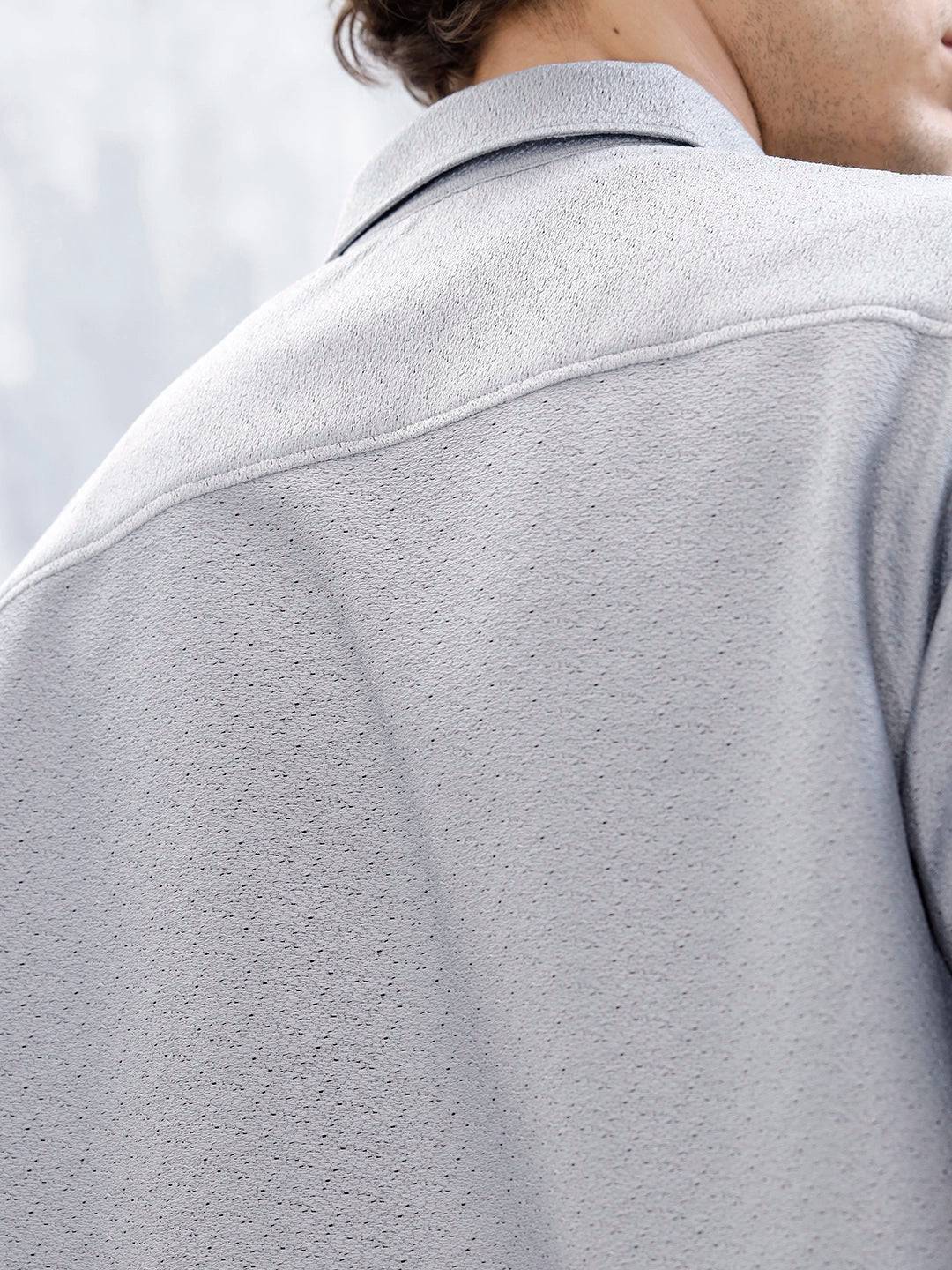 Men's Casual Short Sleeves Textured Shirt | Grey