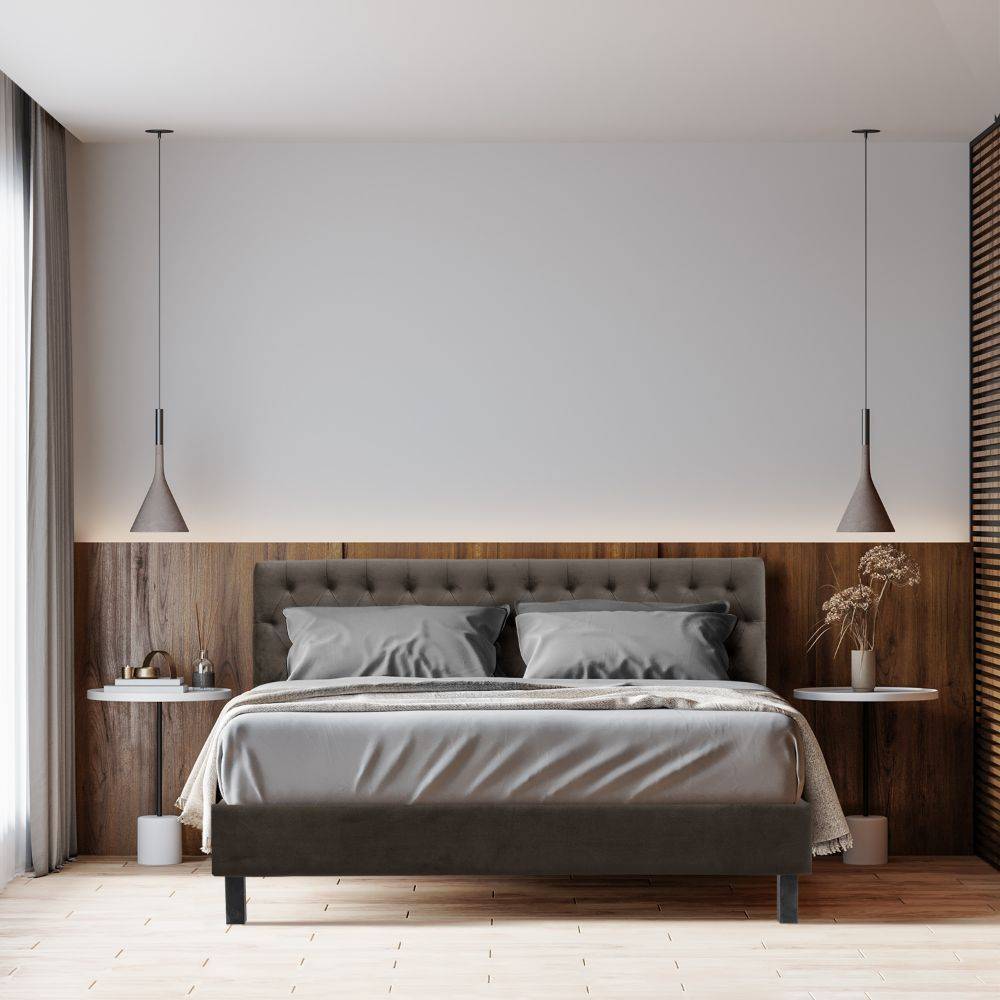 Solis Upholstered King Bed without Storage (velvet stone) (78x72 inch)