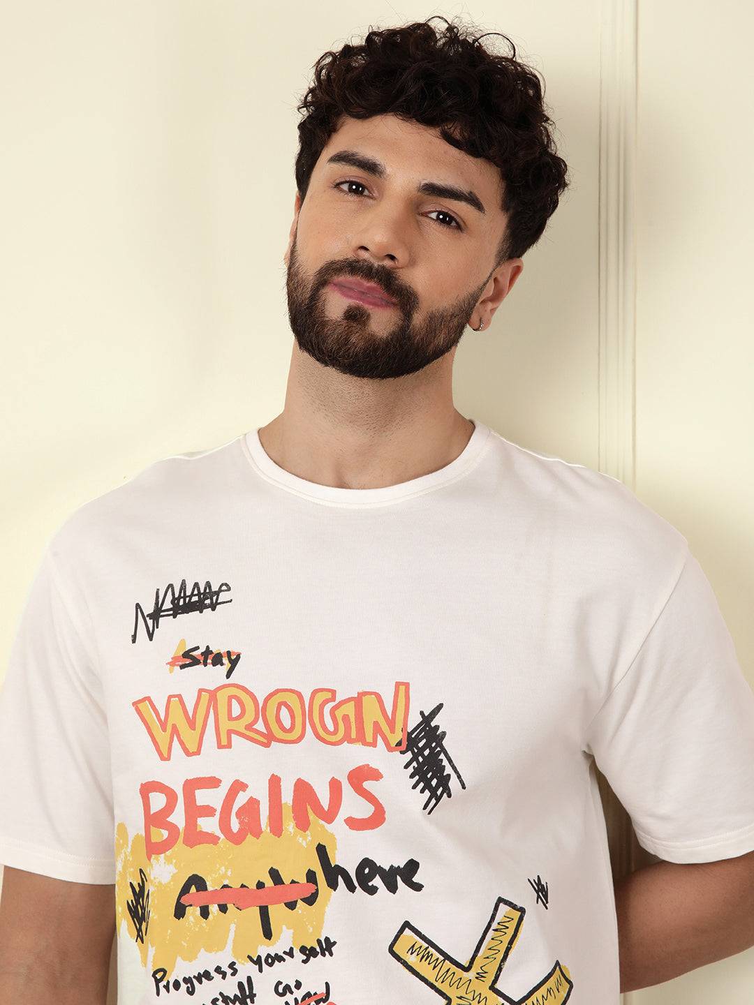 Heavy GSM Placement Printed T-Shirt | Off White