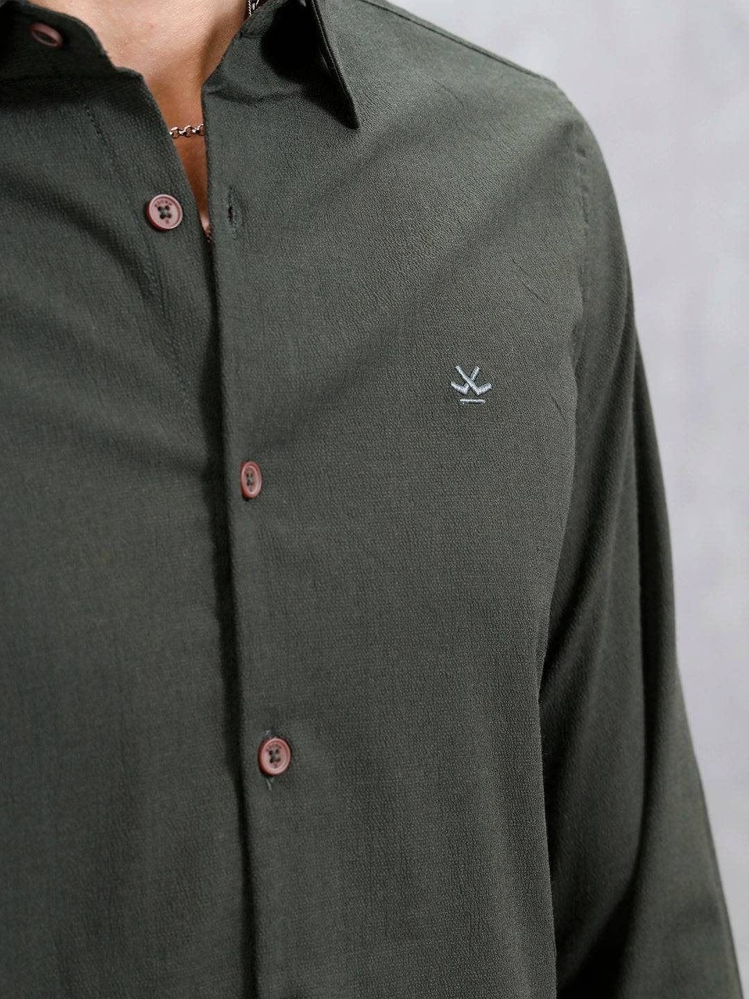 Smart Casual Men’s Slim Fit Shirt | Dark Green