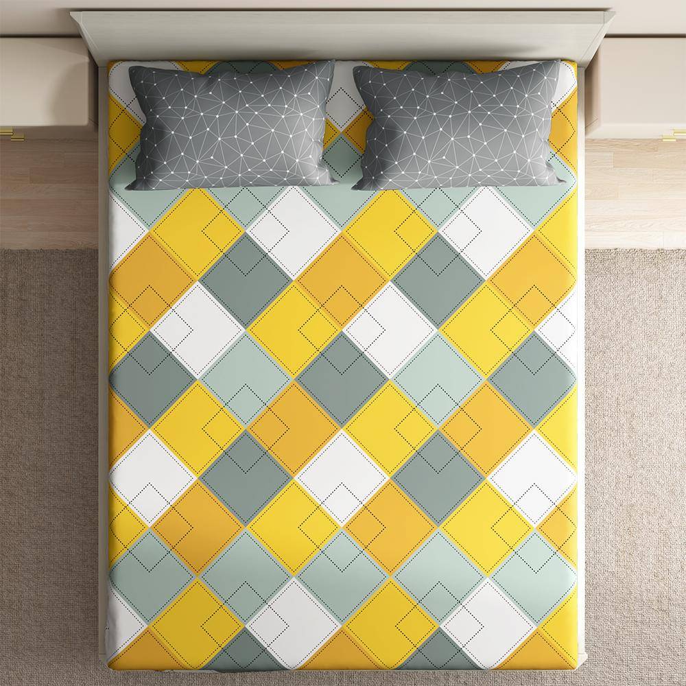 200 TC Flat 100% Cotton Printed Bedsheet, Mario Queen Size (100x90 Inches) / (2.54m*2.29m) with 2 Pillow Covers Mario, Double (100x85 inch)