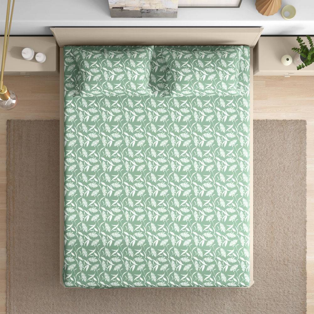 100% Cotton 200 TC Flat Printed Bedsheet, Hester Queen Size (100x90 Inches) / (2.54m*2.29m) with 2 Pillow Covers Hester, Double (100x85 inch)