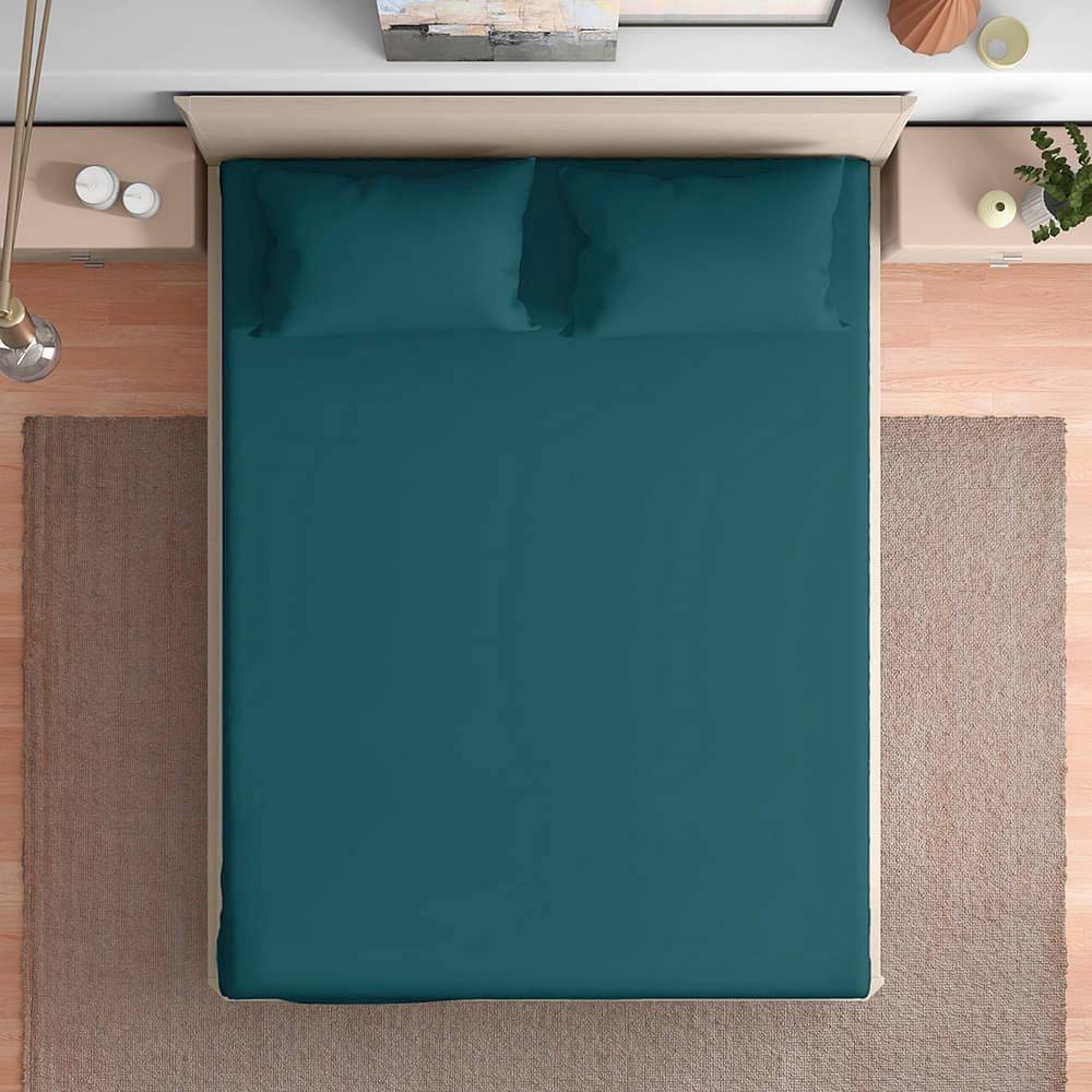 200 TC 100% Cotton Premium Queen Size Bedsheet (100x90 Inches) / (2.54m*2.29m) with 2 Pillow Covers , Peacock Blue (100x85 inch)