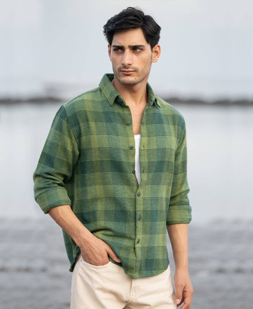 Green Structured Check Shirt Buy @ ₹1299