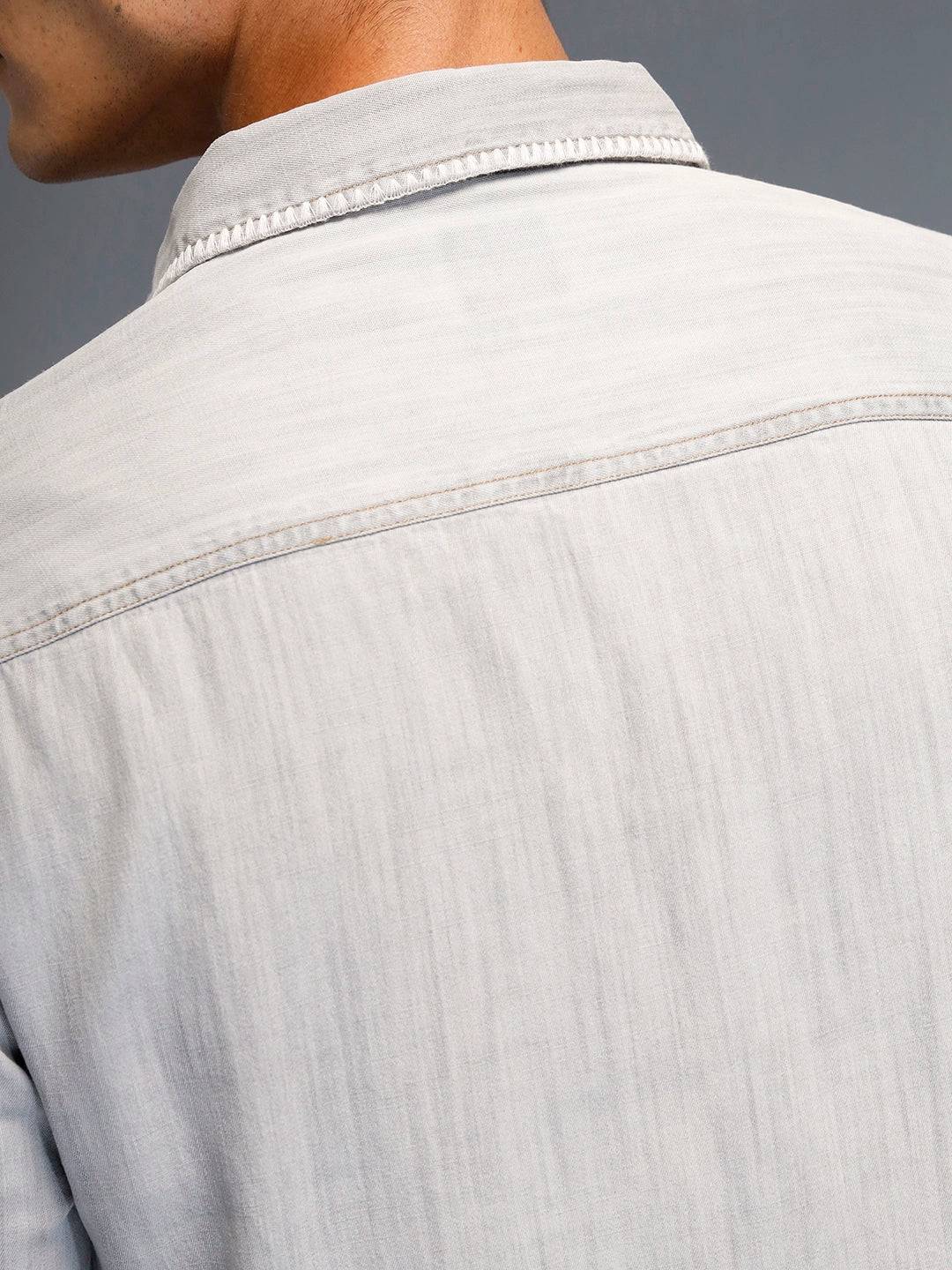 Men's Casual Washed Comfort Fit Denim Shirt | Grey