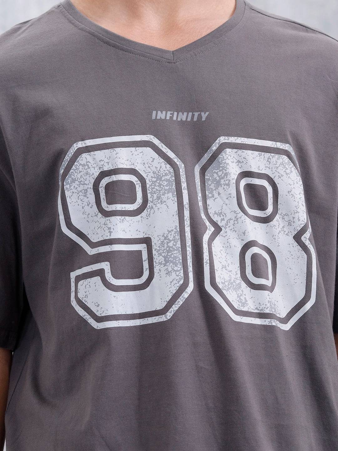 Casual Men Sporty Look Oversized Fit Tee With Print | Grey