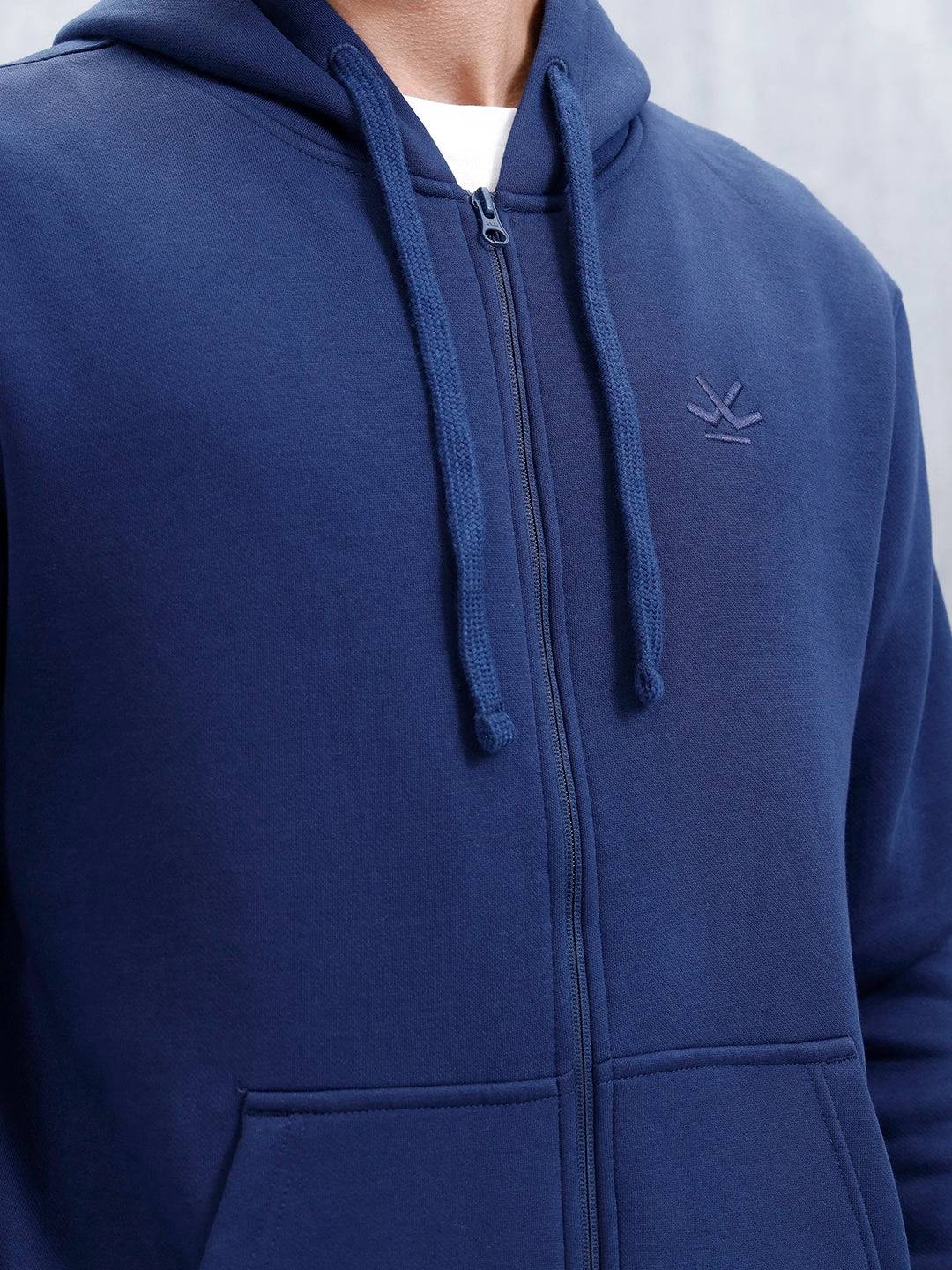 Men’s Solid Zip-Up Hoodie Sweatshirt | Blue