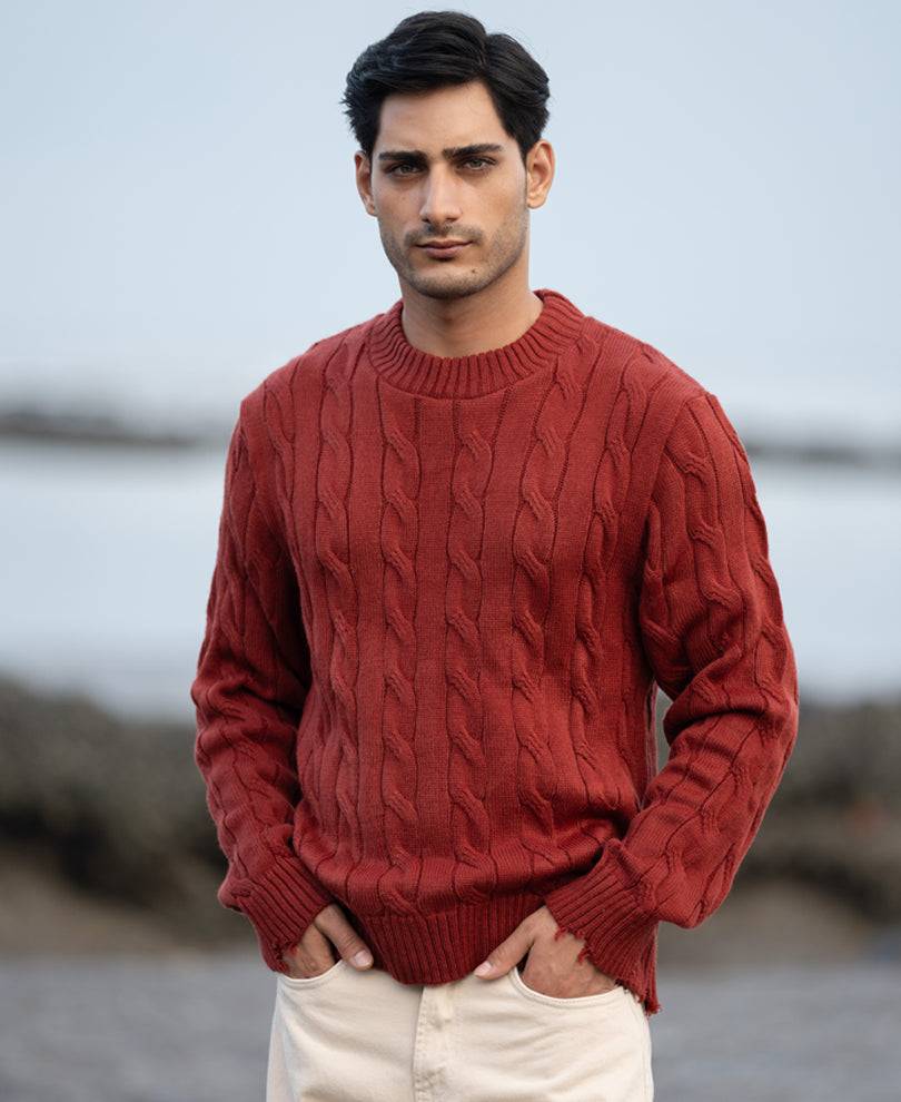 Ochre Cable Knit Sweater Buy @ ₹1299