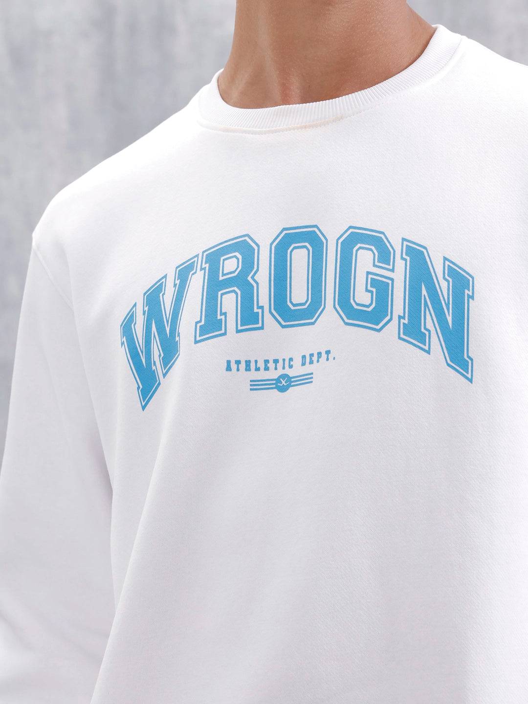 Wrogn Graphic Printed Comfort Fit Sweatshirt | Ecru Melange