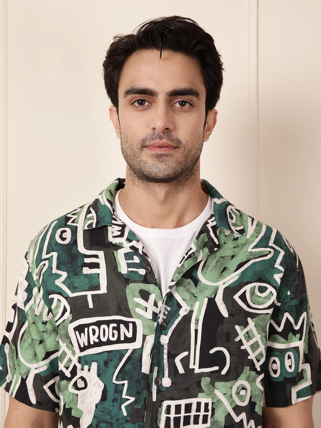 AOP Fluid Viscose Shirt | Green