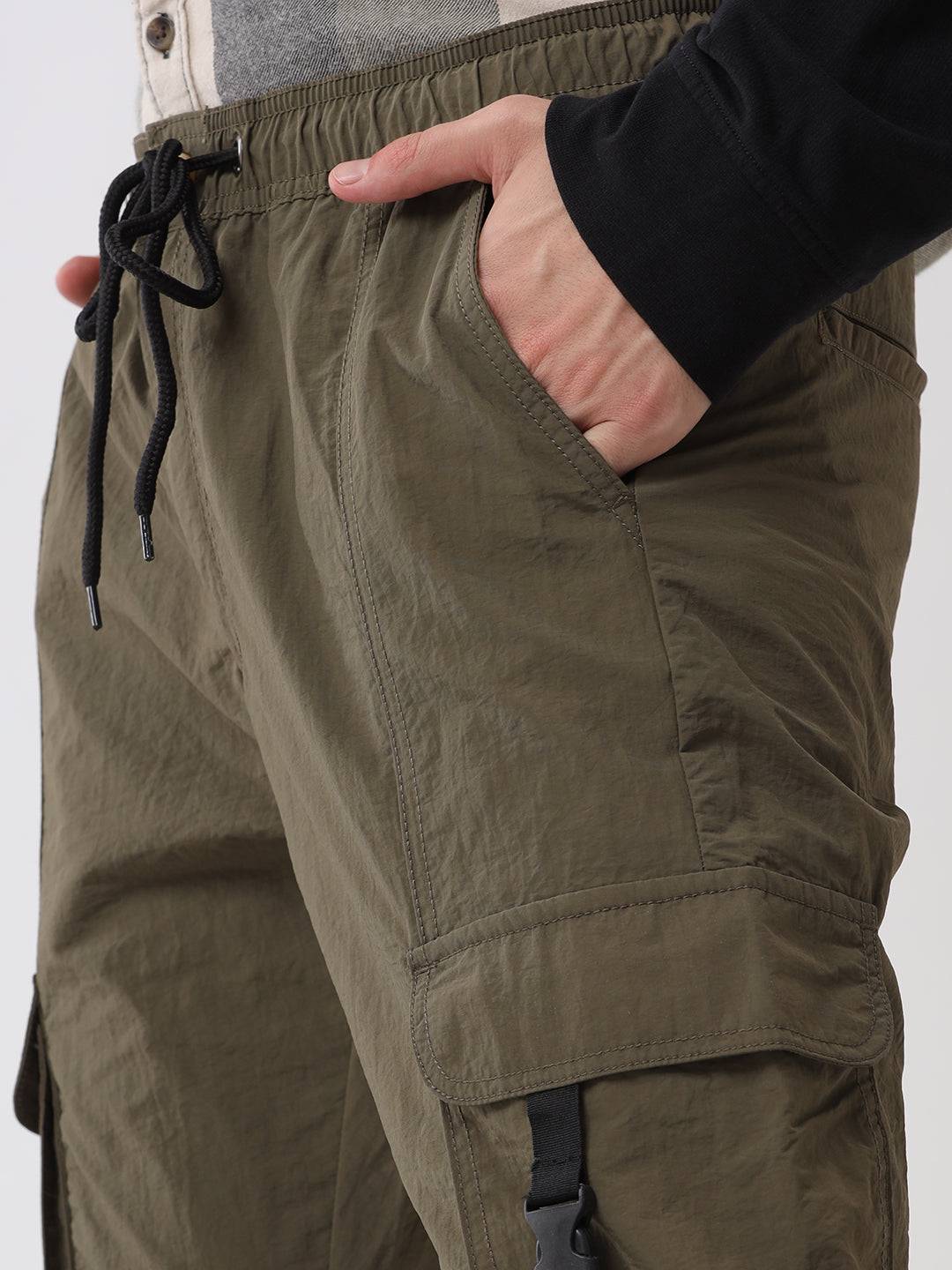 Olive Stride Drawstring Cargo Jogger