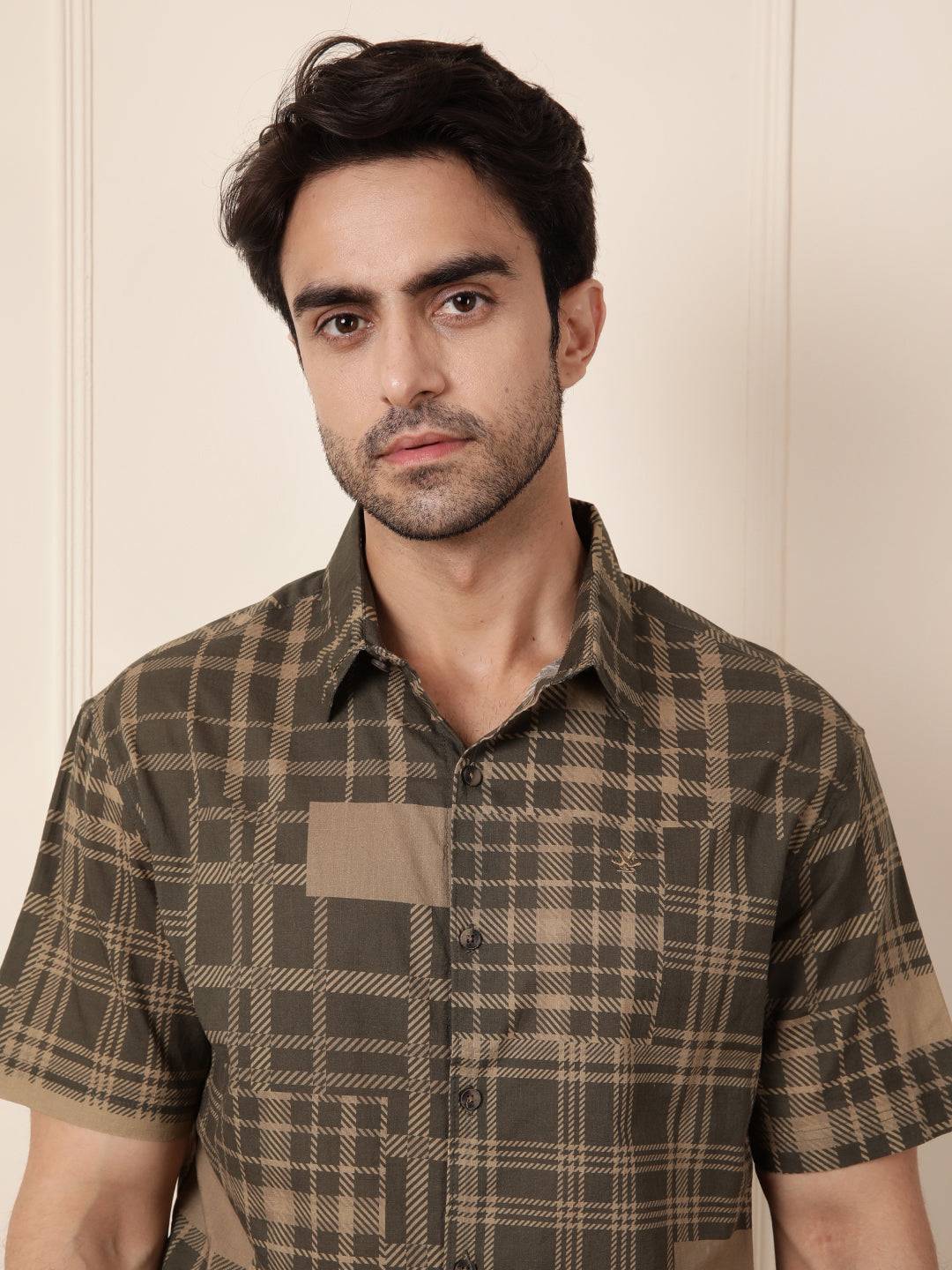 Patchwork Printed AOP Shirt | Olive