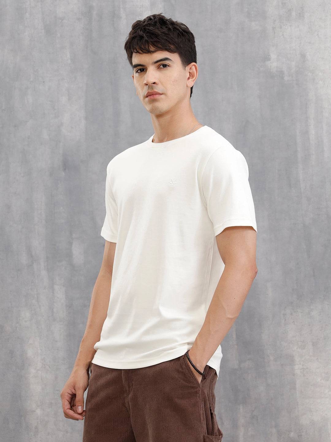 Solid Gold Finish Interlock Jersey With Signature Logo Embroidery  |  White