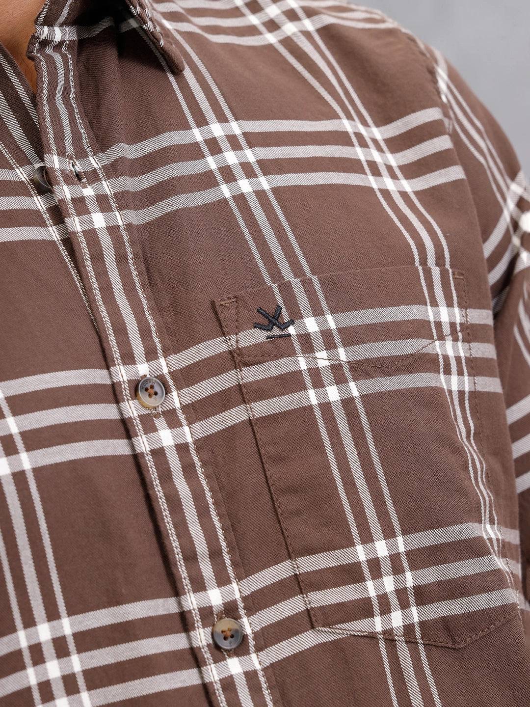 Slim Fit Cotton Twill Checks I Dk. Brown