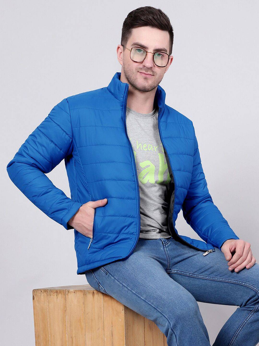 Kotty Blue Stand Collar Padded Jacket