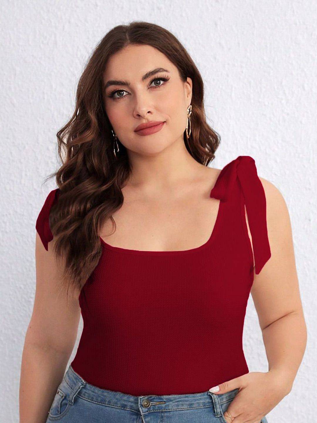 KOTTY Women Plus Size Solid Scoop Neck Top
