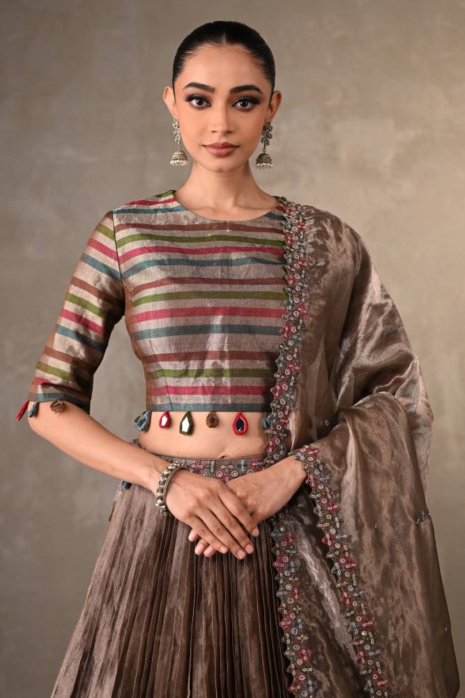 Striped Tissue Lehenga Set Buy at ₹54995
