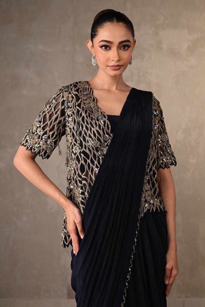 Ornate Cutwork Drape Saree Buy at ₹30495