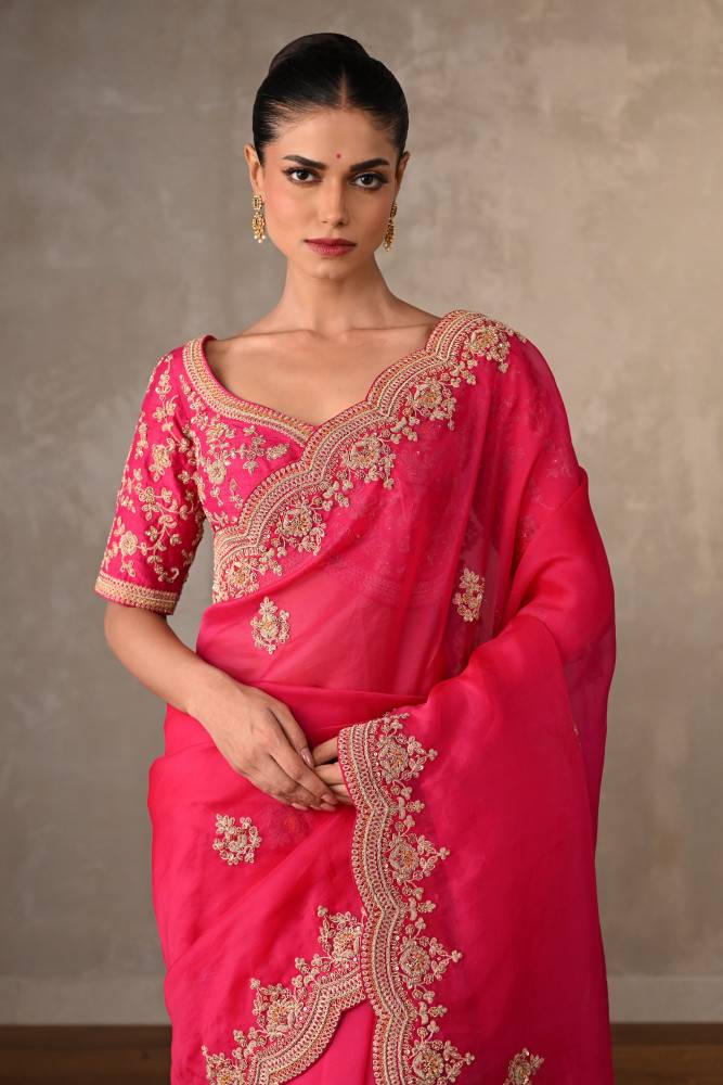 Radiant Ruby Organza Saree Set Buy at ₹37995