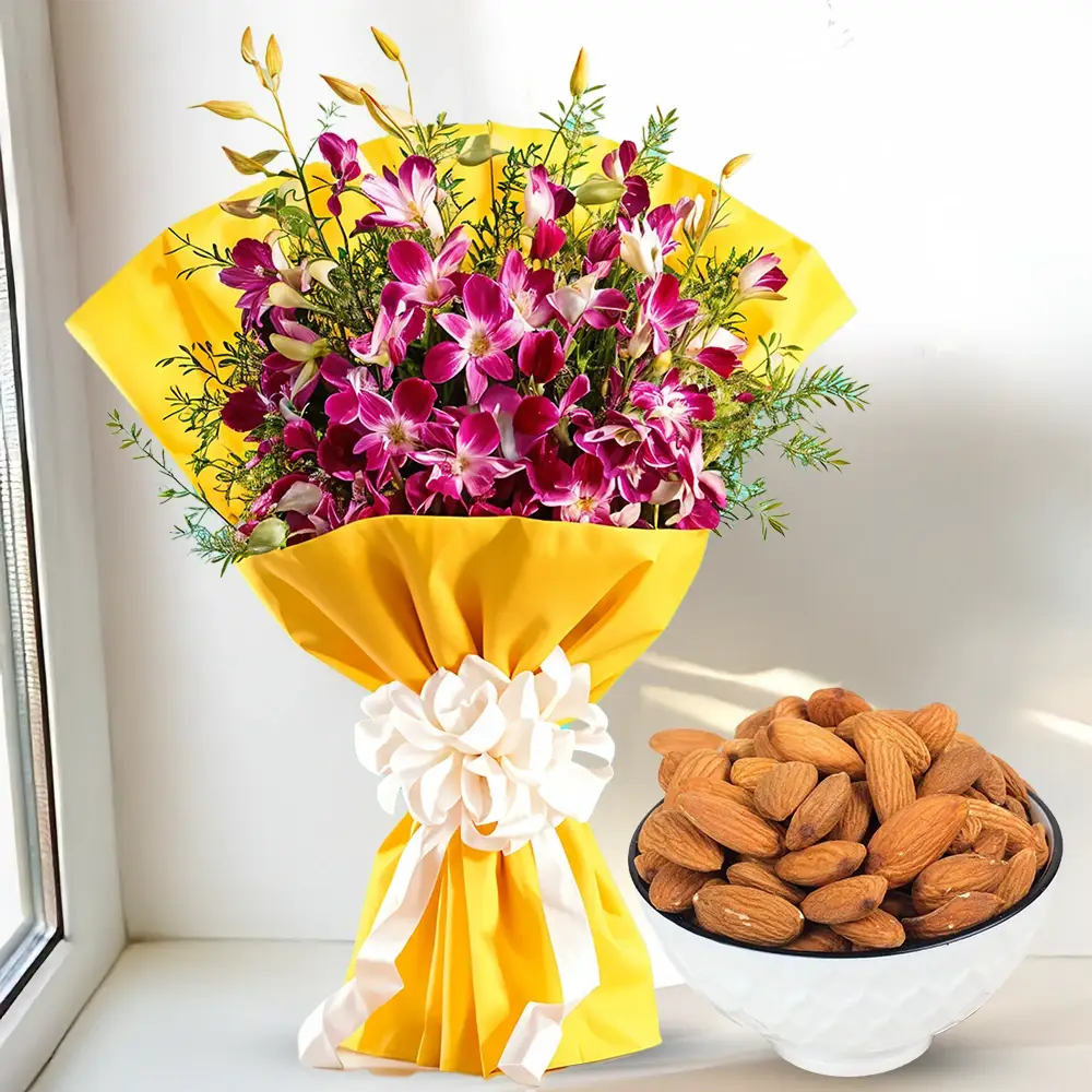 Purple Orchids Bouquet & Almonds