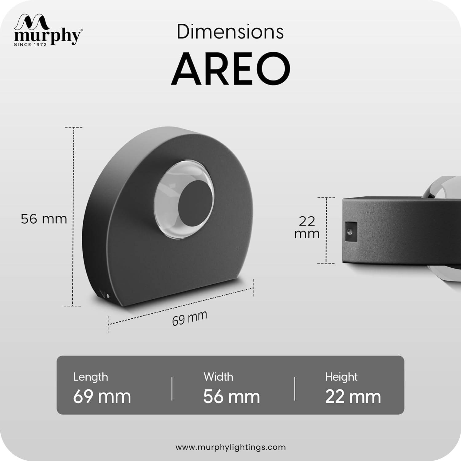 Murphy Areo 2-Way Waterproof LED Wall Light – Warm White, Aluminum Body, 2-Year Warranty, Indoor & Outdoor