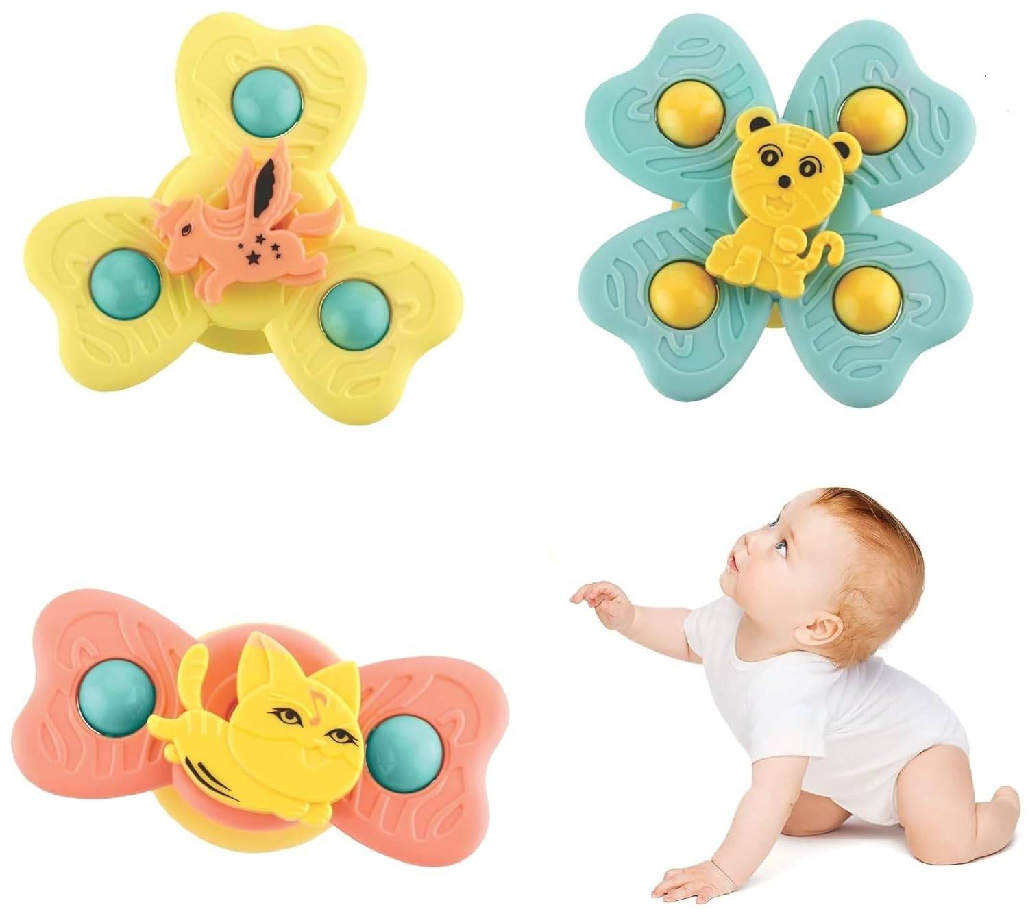 Animal Design Silicone Suction Cup Spinner Fidget Bath Toys for Kids 3pc Buy @ ₹249