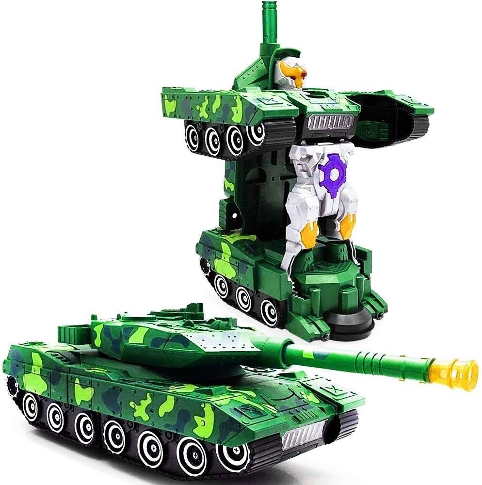 Toyland Deformation Combat Battle Army Tank Transform to Robot Toy with Light and Sound Toy | Bump & Go Crawling Army Tank Toys for Kids – Multi Color Buy @ ₹750