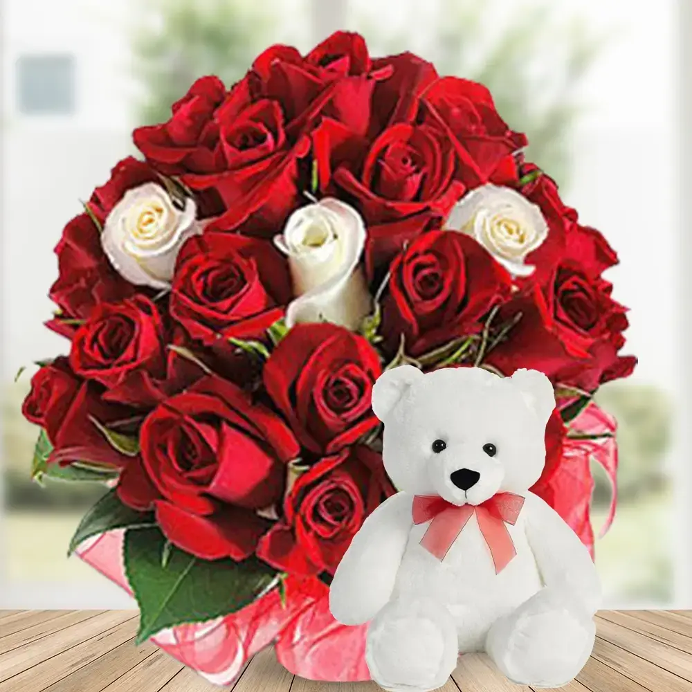 Roses Bouquet with Teddy