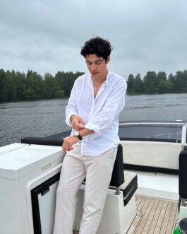 Old Money Classic Combo Shirt Set in White and Beige Timeless Rich Look Outfit