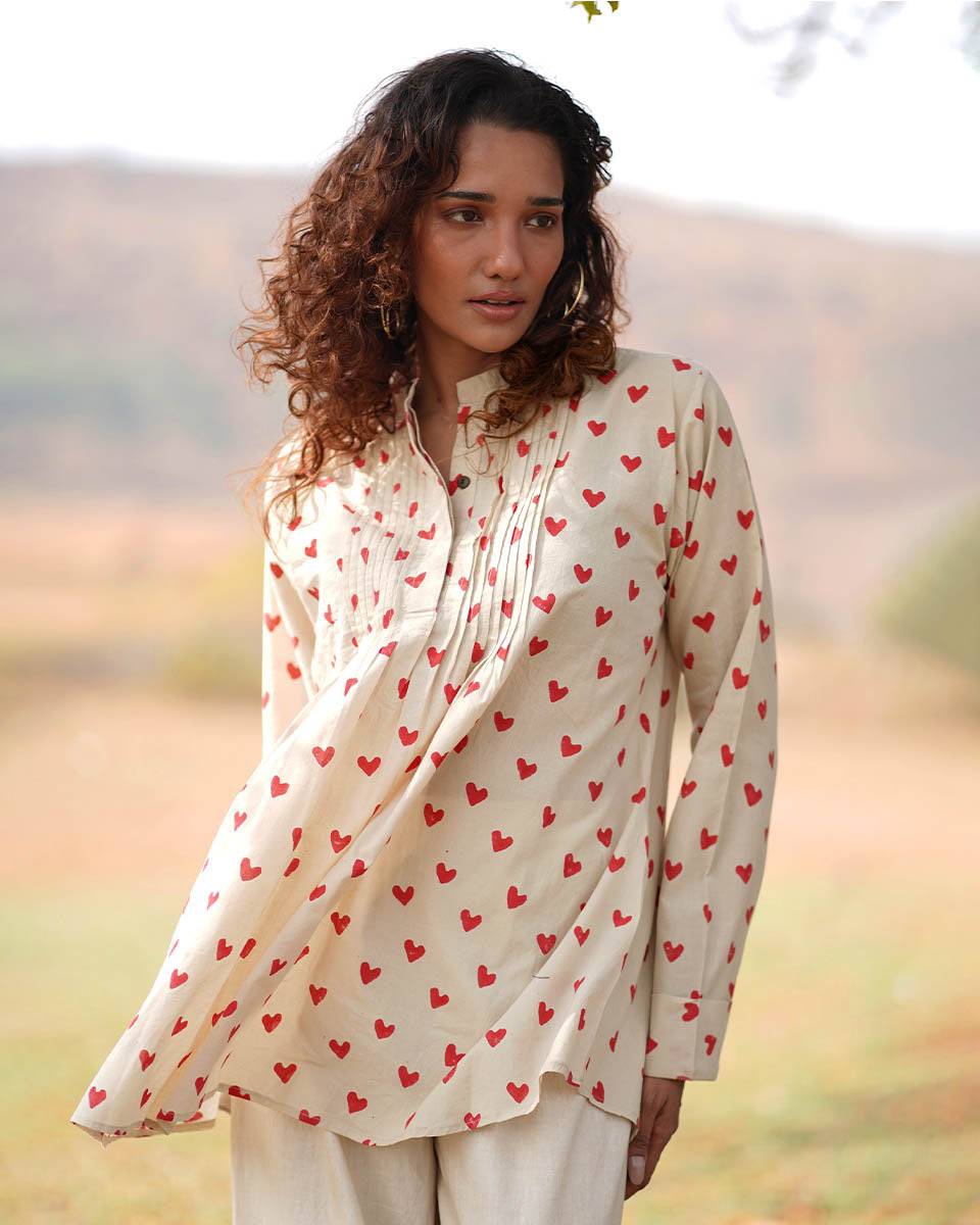 Dil Ibadat Handblock Printed Cotton Top