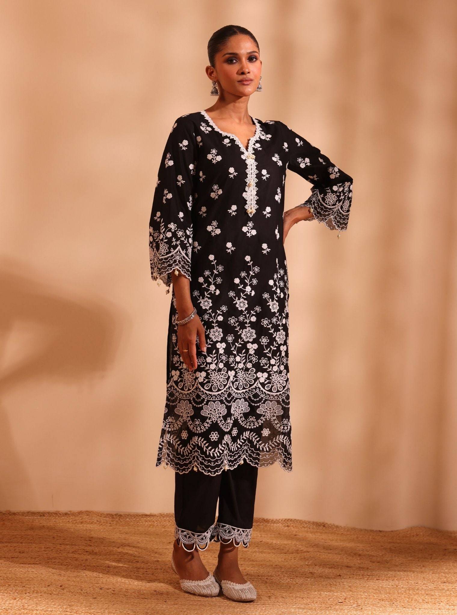 Suma Supima Cotton Black Kurta With Ilya Pant