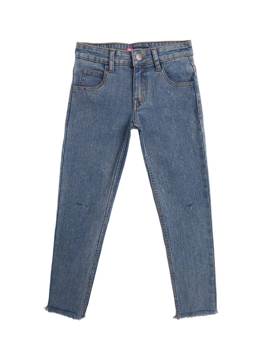 Kotty Girls Black Mid-Rise Clean Look Cotton Stretchable Jeans