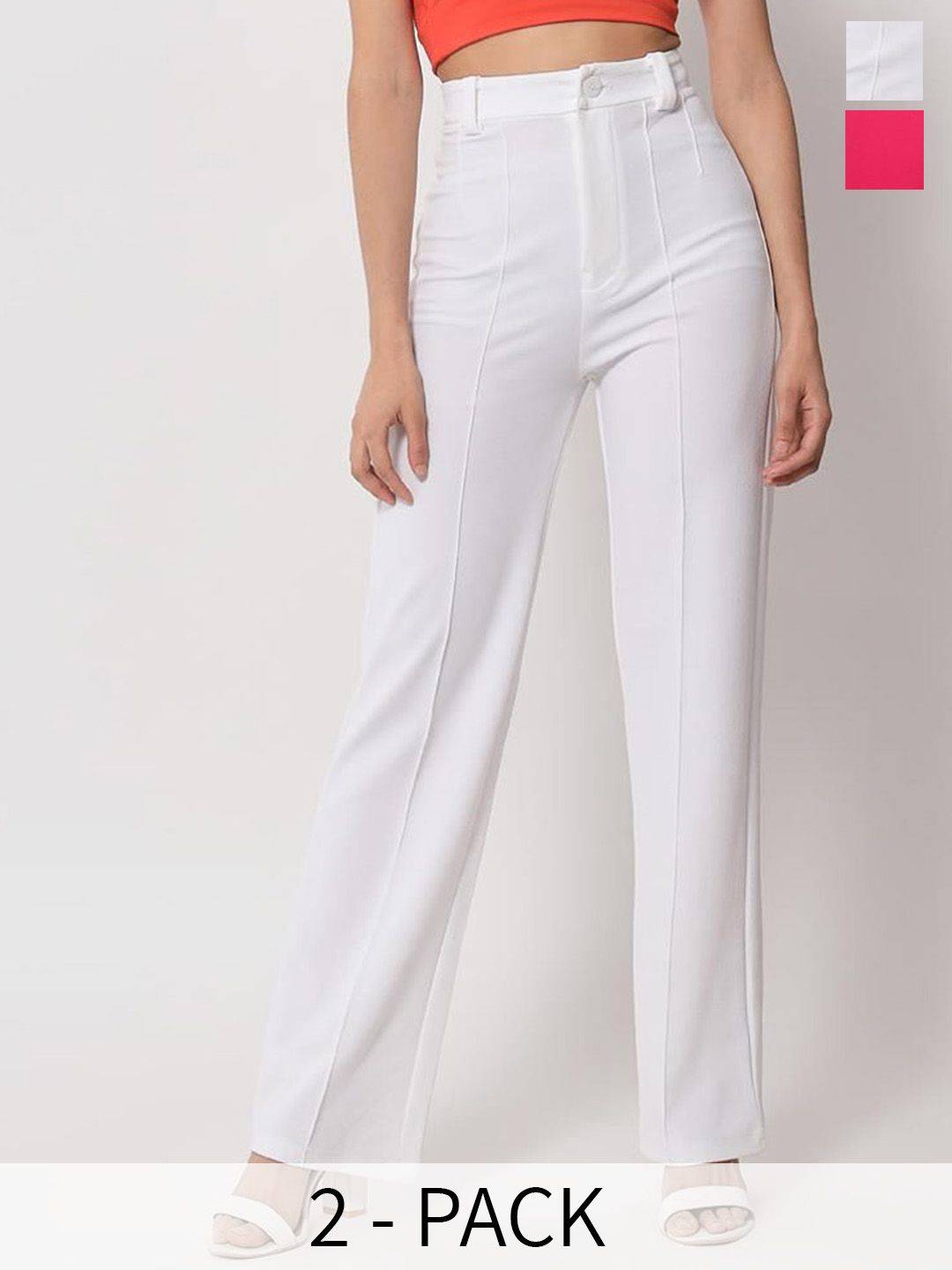 Kotty Women Relaxed Straight Leg Straight Fit High-Rise Easy Wash Trousers
