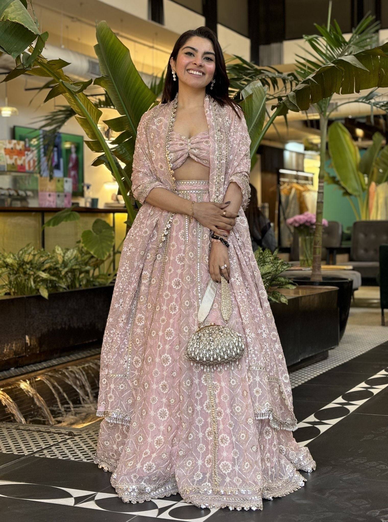 Antona Organza Pink Lehenga