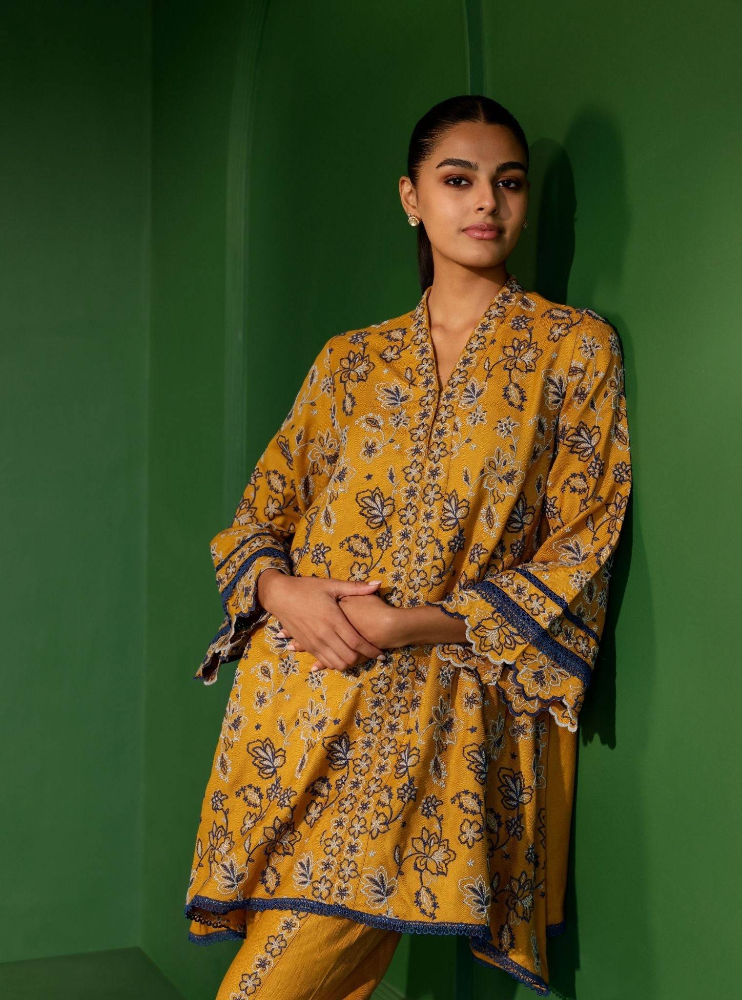 Ellis Wool Mustard Kurta Set