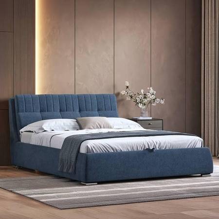Stanhope Upholstered Hydraulic Storage King Size Bed In Baltic Blue