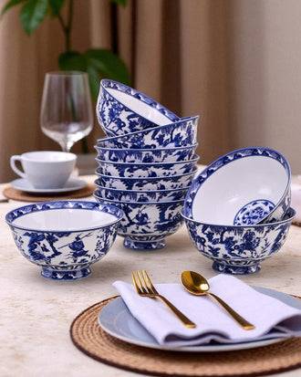 Blue & White Footed Bone China Katori