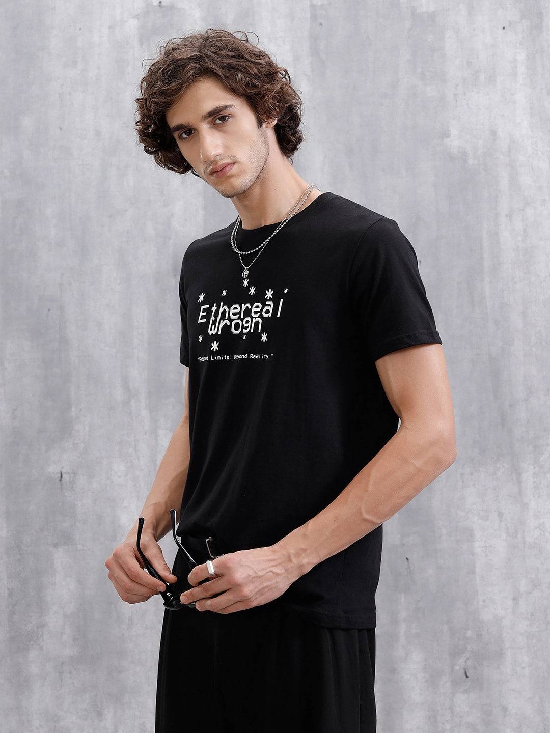Printed Slim Fit T-Shirt | Black