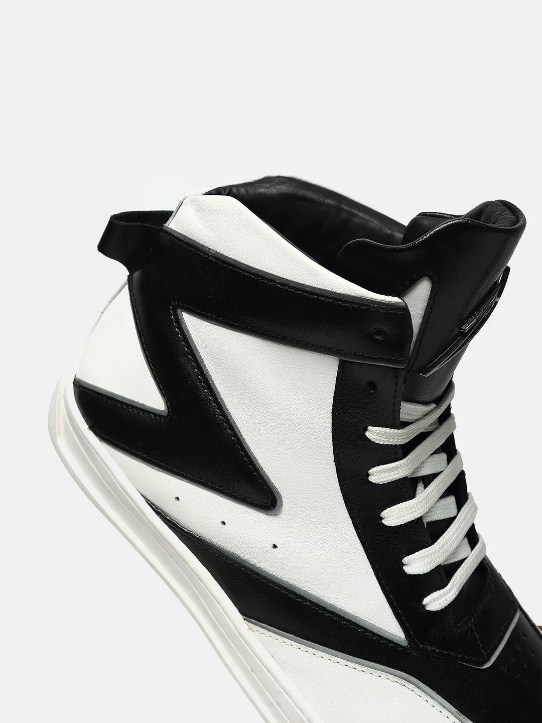 High-Top Premium Leather Sneakers - Dual Tone