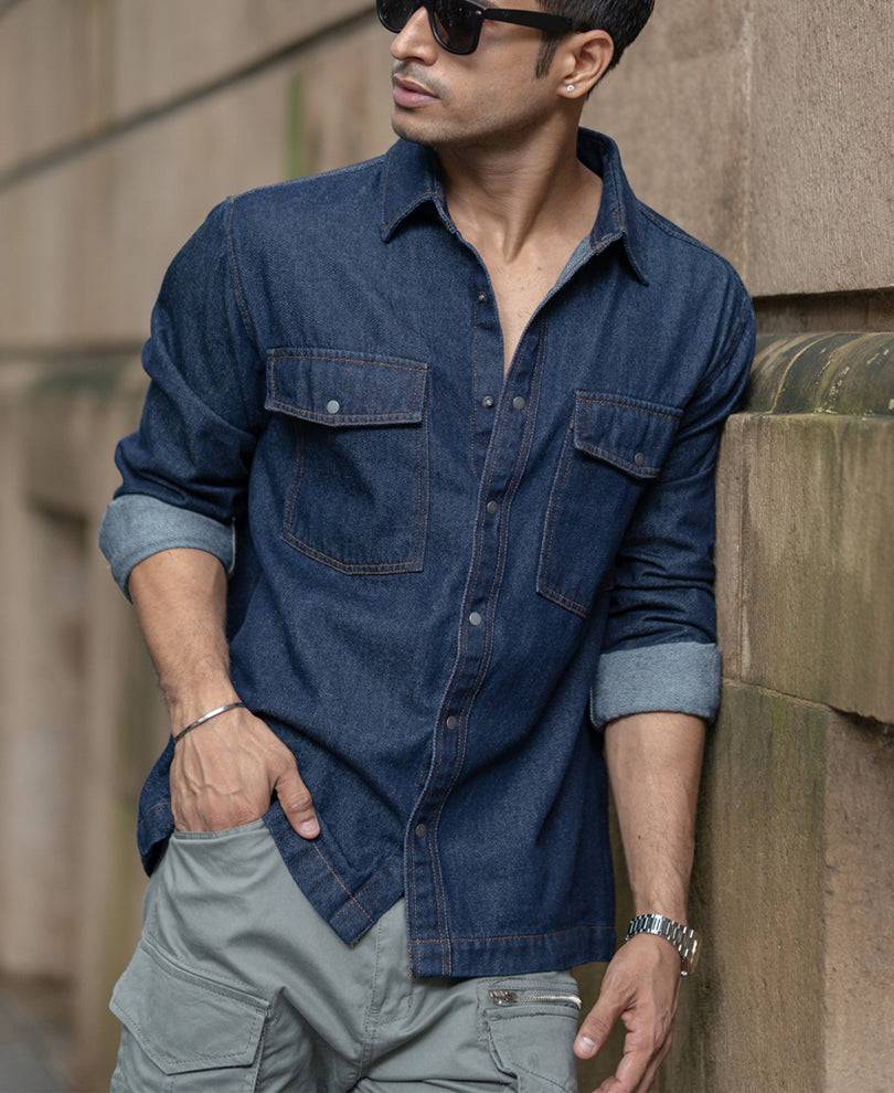 Indigo Denim Overshirt With Pockets Buy @ ₹1299