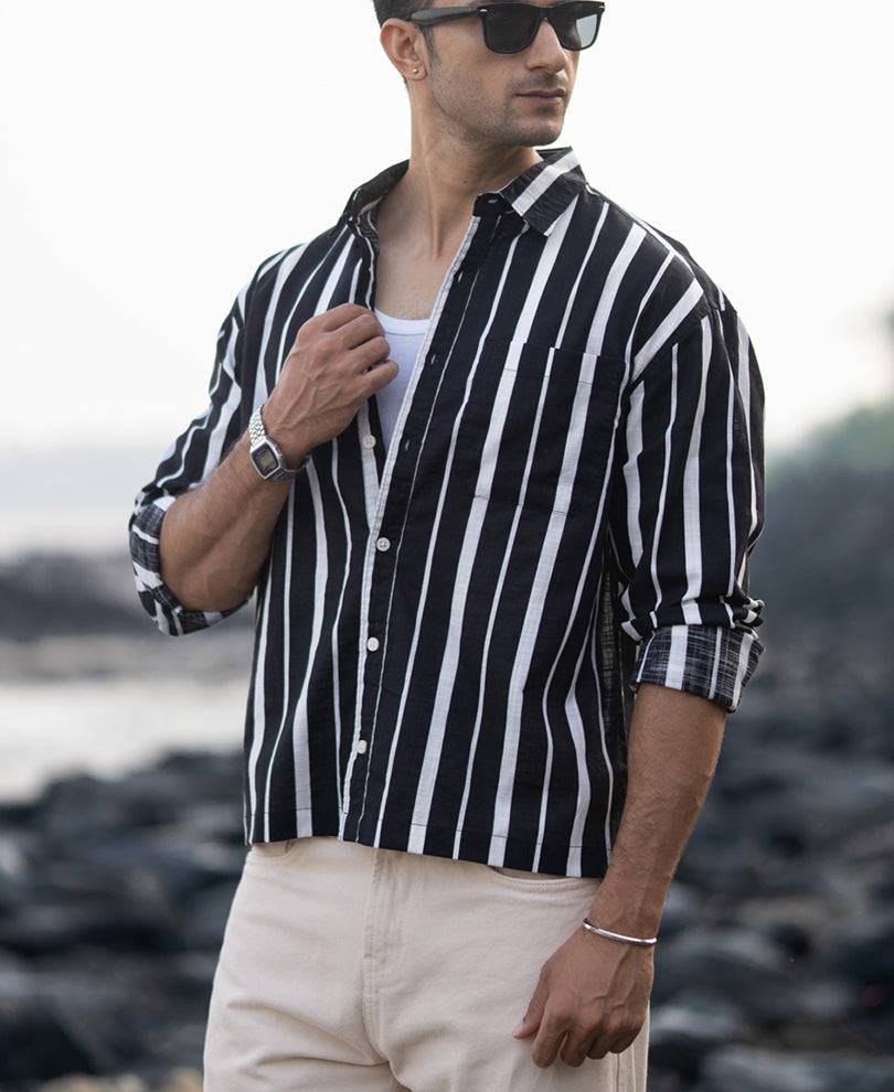 Black Lightweight Striped Shirt Buy @ ₹1199