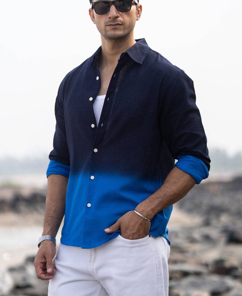 Navy And Royal Ombre Shirt Buy @ ₹1199