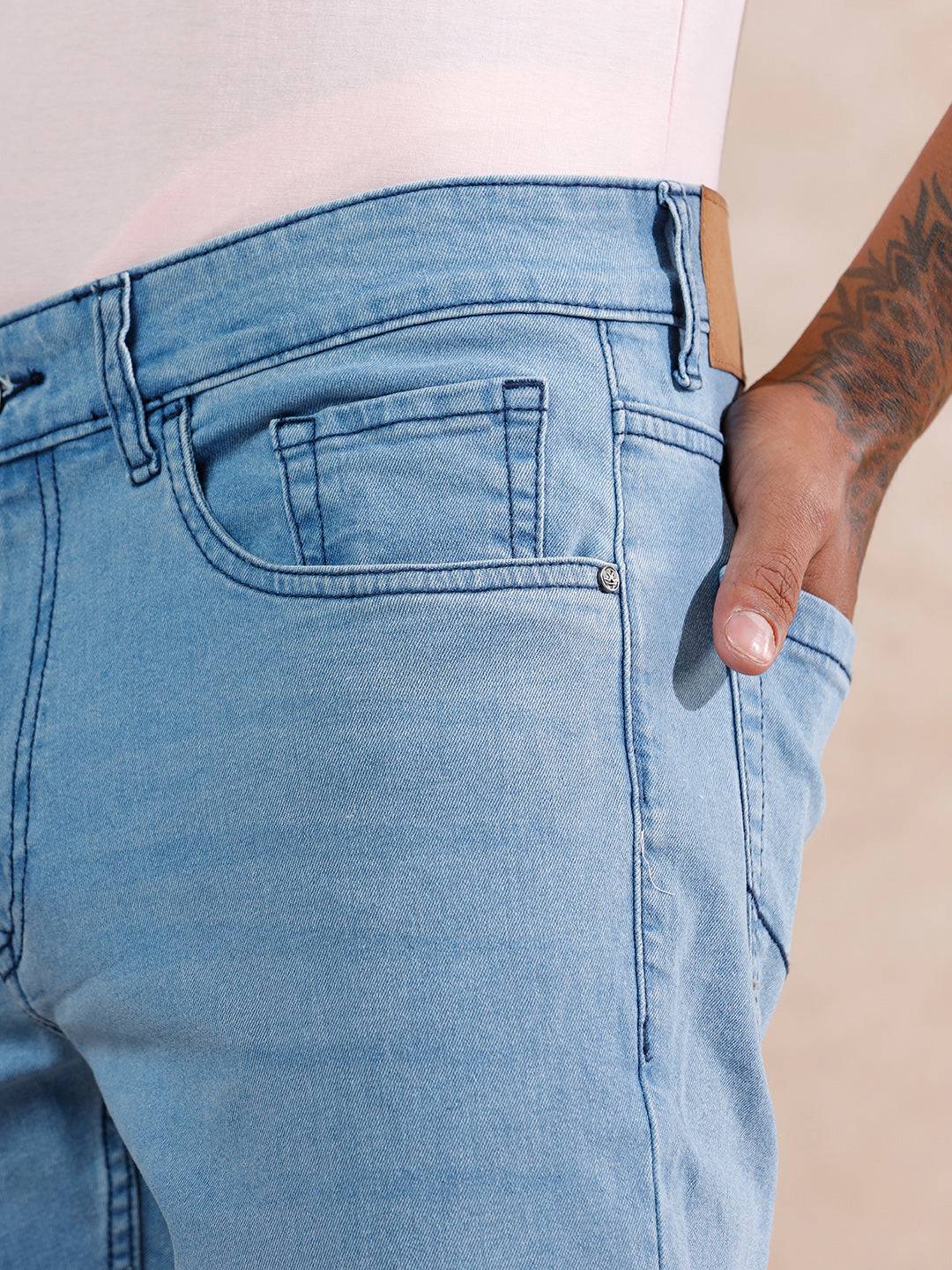 Solid Slim Fit Jeans | Light Blue