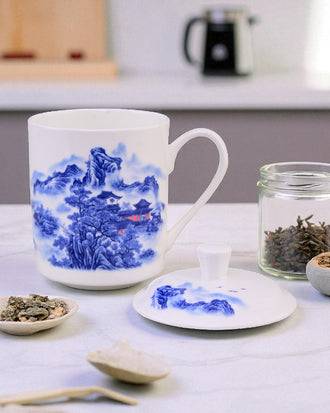 'Classic Blue Landscape' Fine Bone China Mug