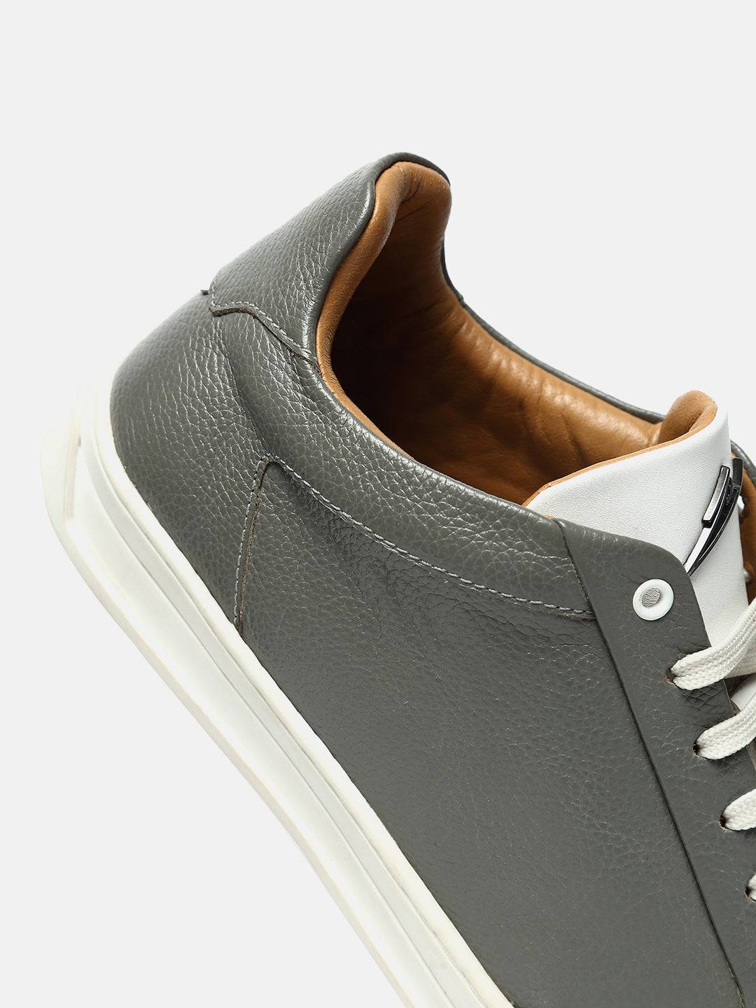 Classic Low-Top Premium Leather Sneakers - Grey